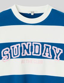 Sweat col rond brod&eacute; &agrave; rayures