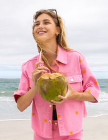 Veste en twill brod&eacute;e