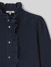Blouse col montant en velours côtelé