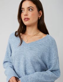 Pull col V pailleté