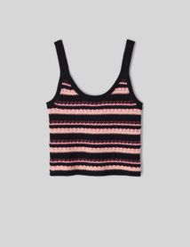 D&eacute;bardeur ray&eacute; en crochet multicolore