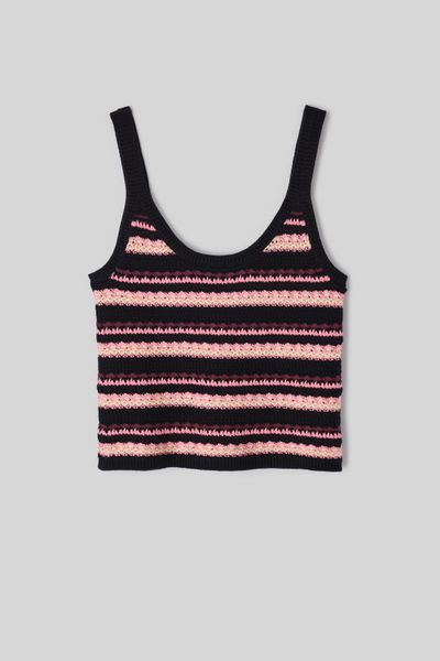 D&eacute;bardeur ray&eacute; en crochet multicolore