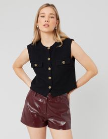 Top sans manches effet tweed