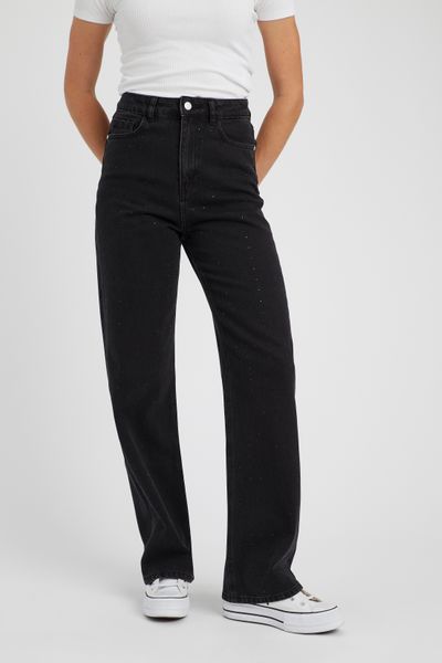 Jean straight &agrave; strass