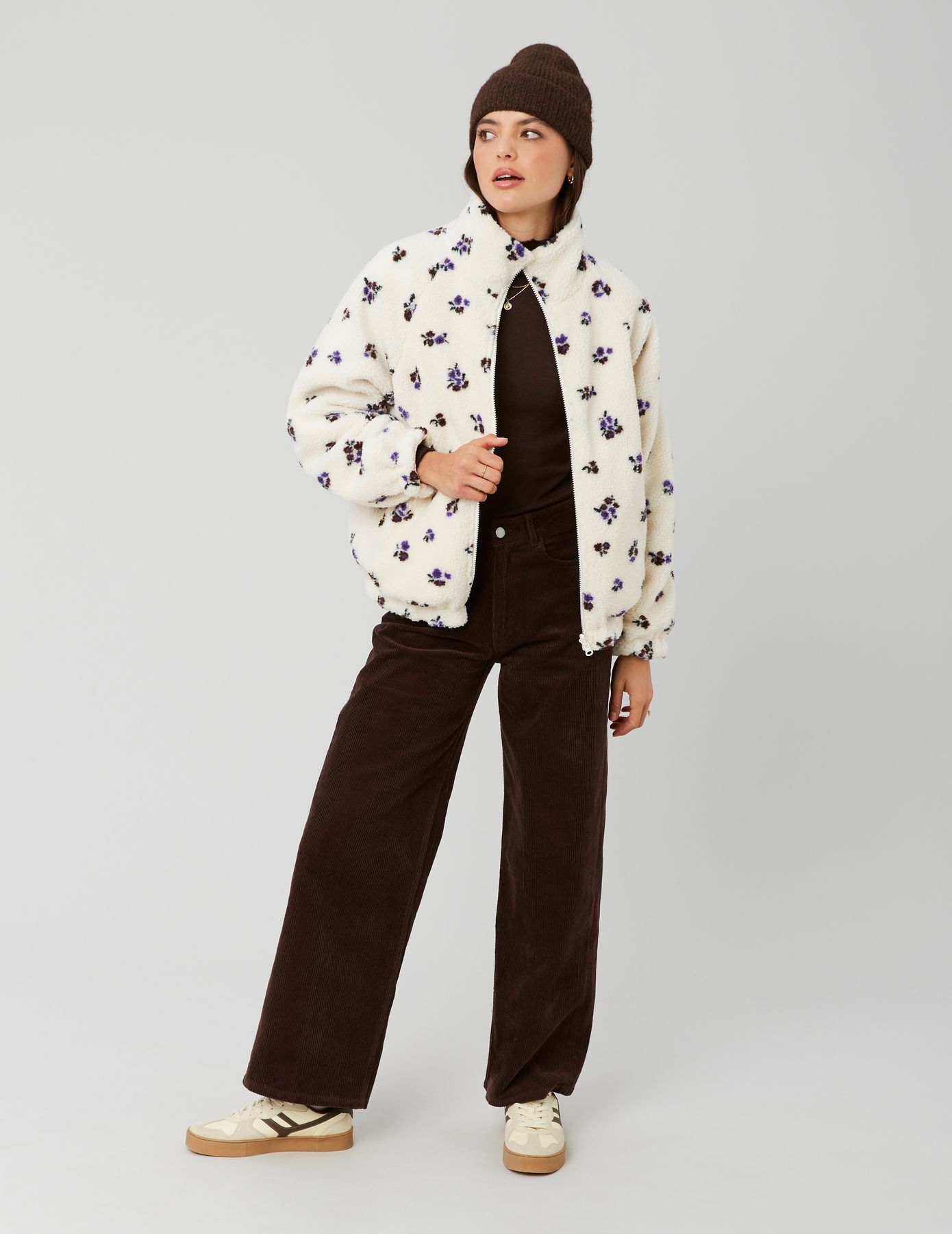 Blouson sherpa imprimé réversible