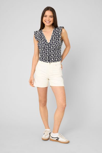 Top &agrave; volants en broderie anglaise