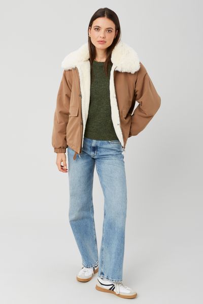 Blouson col matière duveteuse