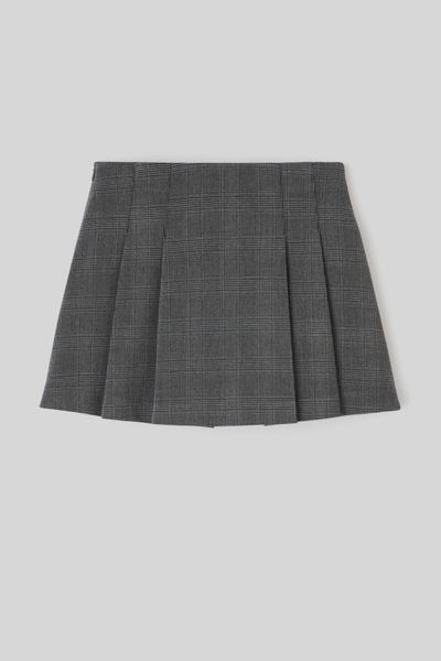 Jupe short plissée à carreaux