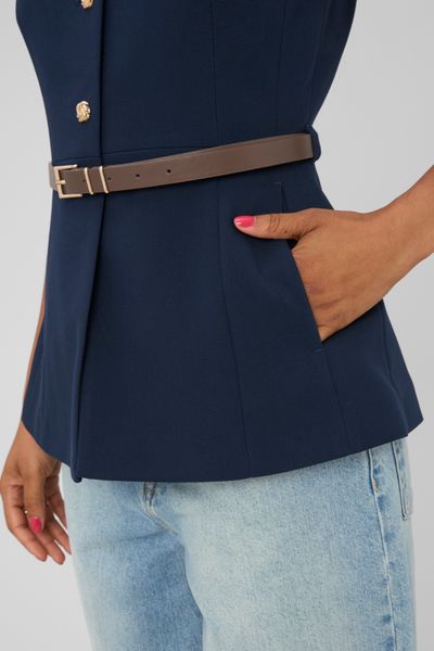 Gilet sans manches ceintur&eacute;