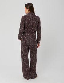 Combinaison en denim imprimé léopard