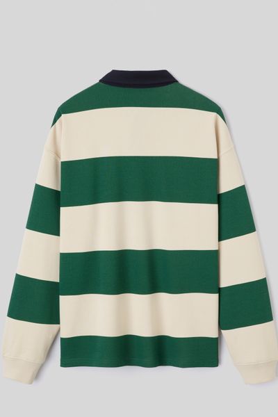 Sweat col polo &agrave; rayures