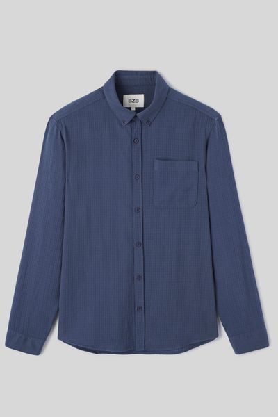 Chemise texturée unie droite