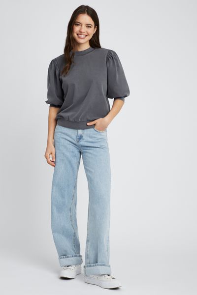 Sweat délavé avec fronces