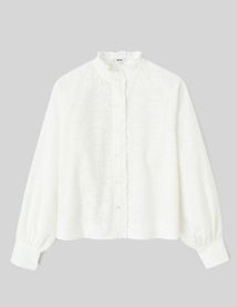 Chemise col montant broderie anglaise