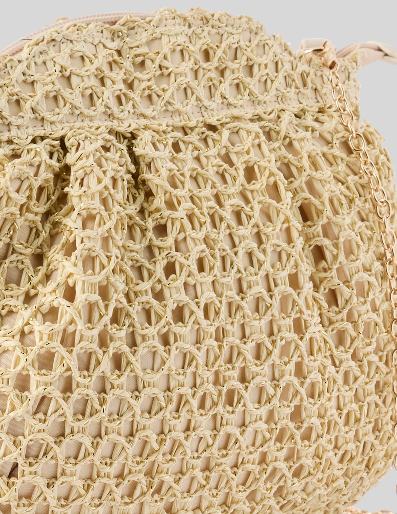 Sac en paille crochet doré