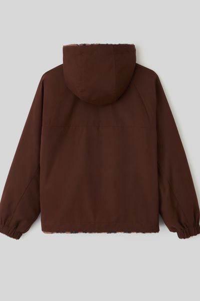 Blouson à capuche réversible imprimé léopard