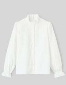Chemise col montant broderie anglaise