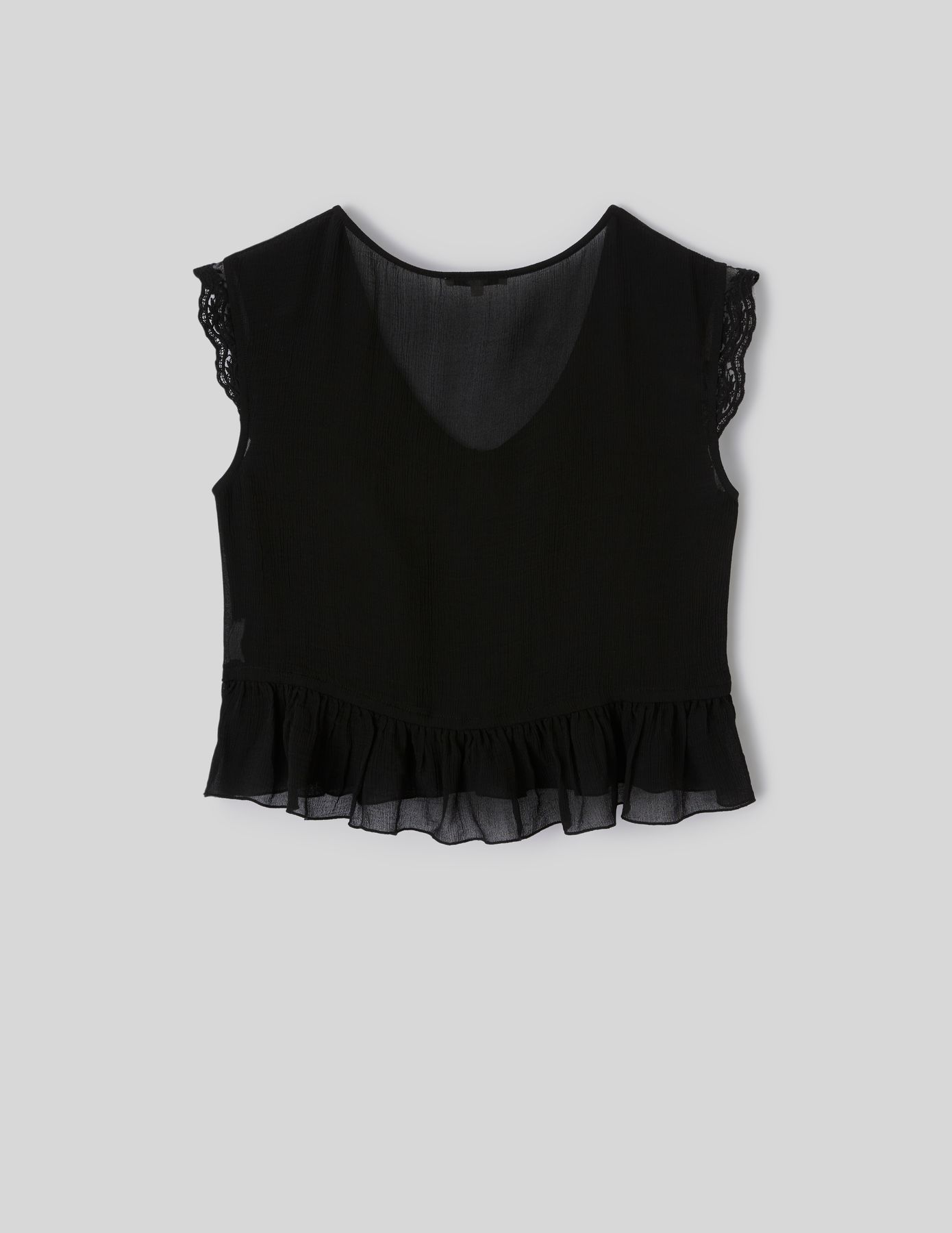 Blouse sans manches &agrave; volants