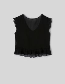Blouse sans manches &agrave; volants