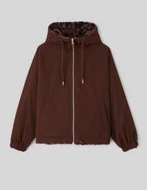 Blouson à capuche réversible imprimé léopard