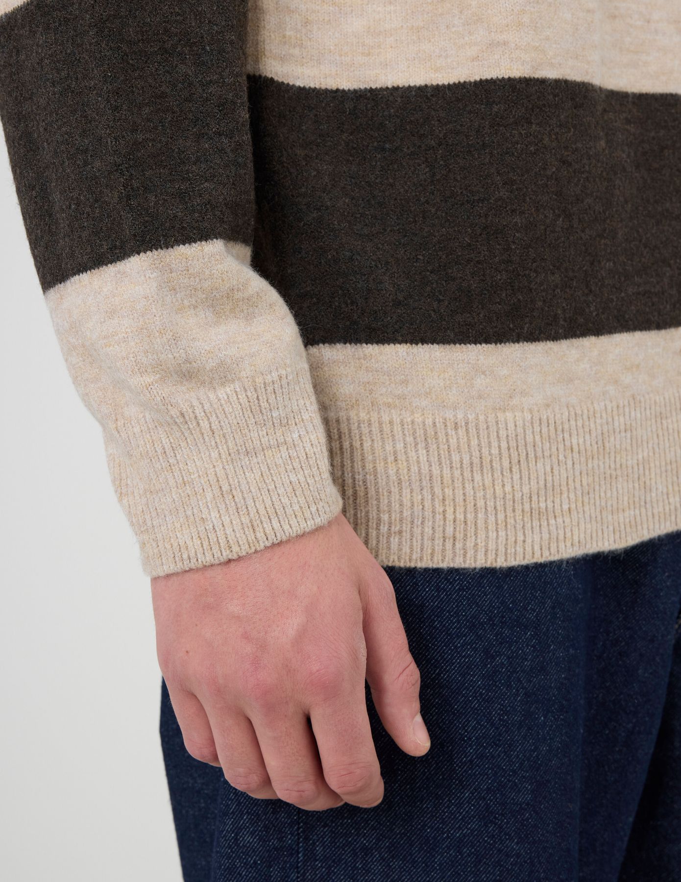 Pull col rond maxi rayures