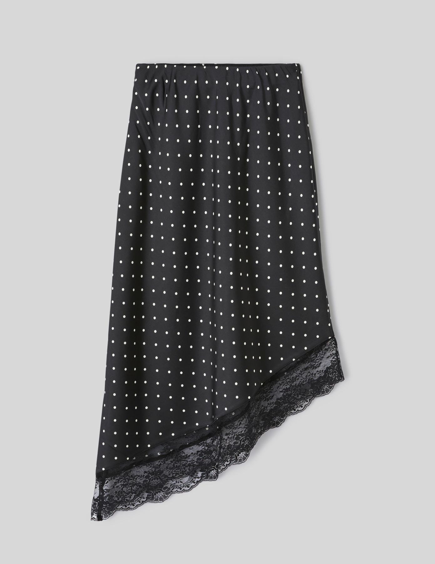 Jupe midi asym&eacute;trique &agrave; pois