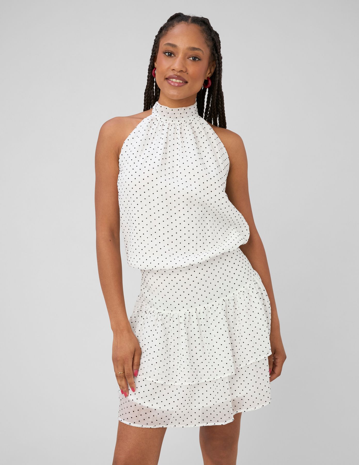 Robe courte imprim&eacute;e pois
