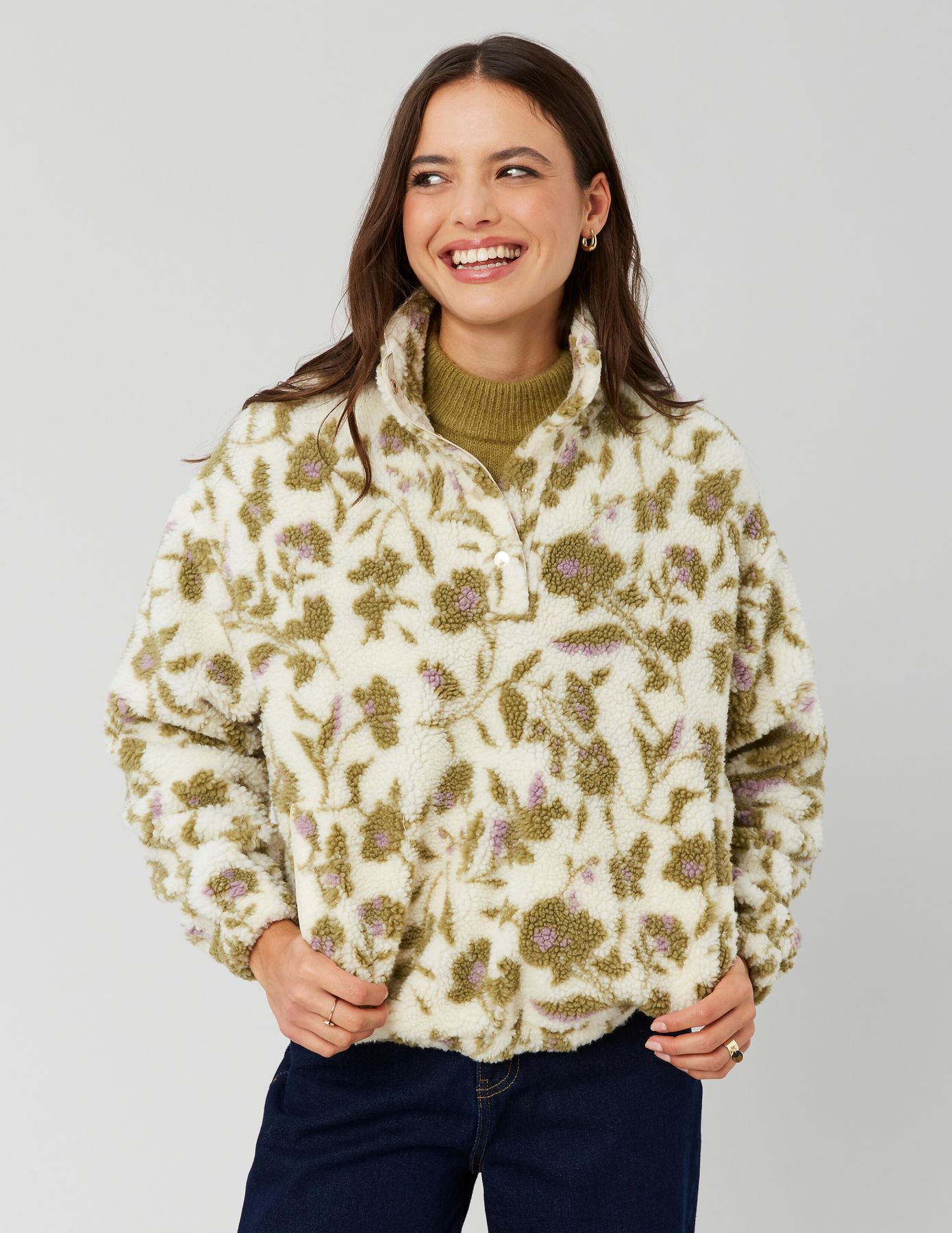 Sweat sherpa imprimé fleuri