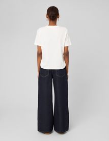 Jean wide leg ceinture asym&eacute;trique