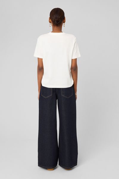 Jean wide leg ceinture asym&eacute;trique