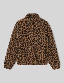 Sweat sherpa imprimé léopard