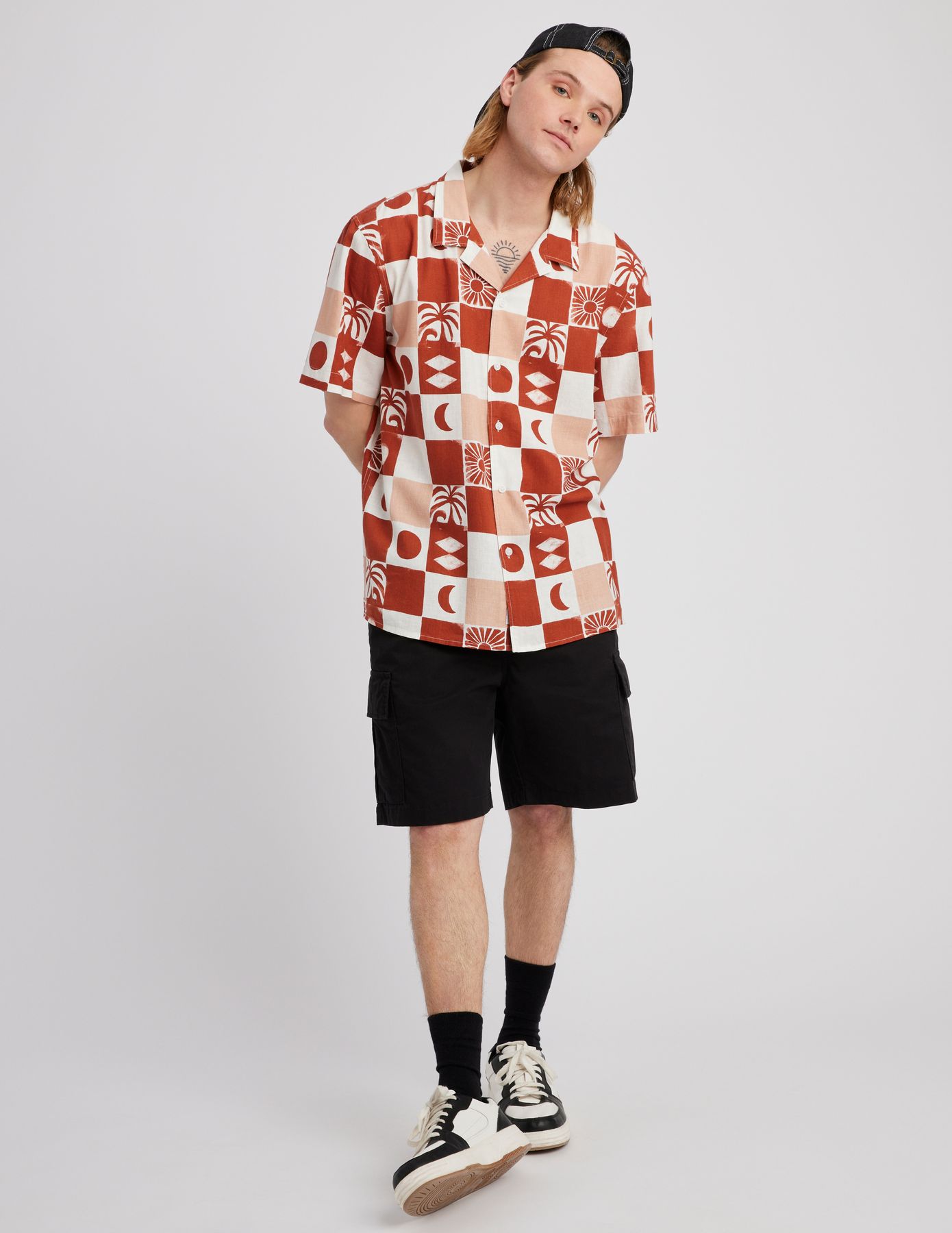 Chemisette imprim&eacute;e lin