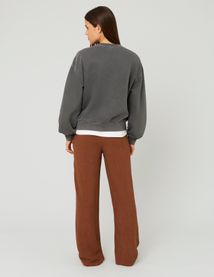Sweat col rond broderie léopard