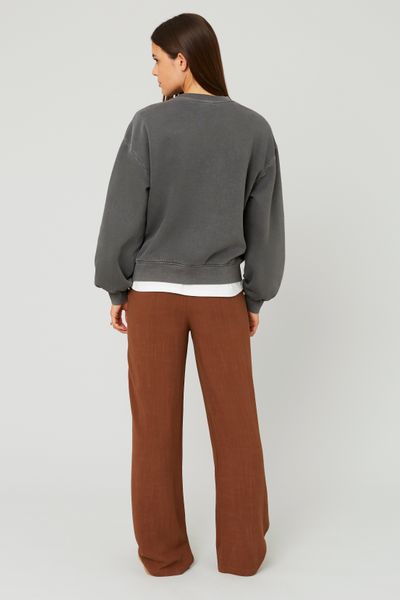 Sweat col rond broderie léopard