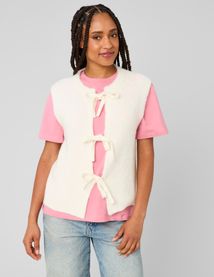 Gilet sans manches &agrave; n&oelig;uds