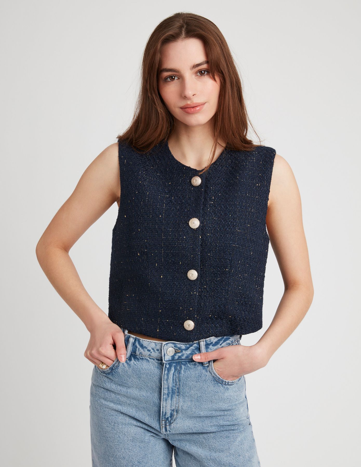 Gilet sans manches en tweed