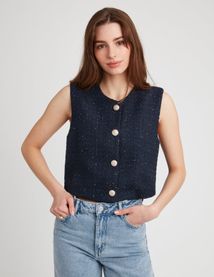 Gilet sans manches en tweed