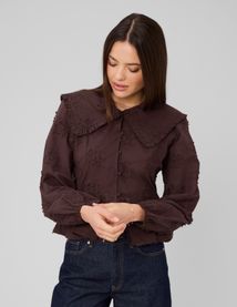 Chemise maxi col broderie 3D