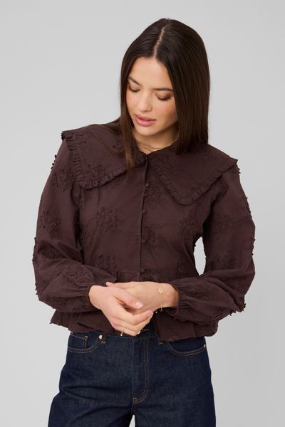 Chemise maxi col broderie 3D