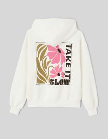 Sweat col capuche imprim&eacute; devant / dos