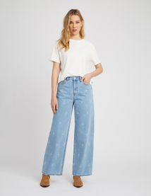 Jean wide leg brodé