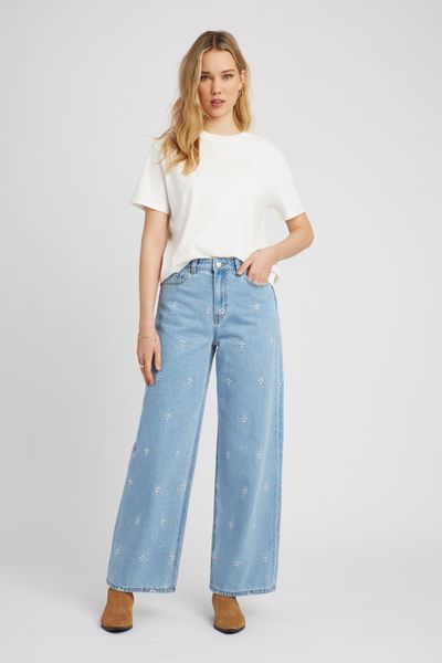 Jean wide leg brodé