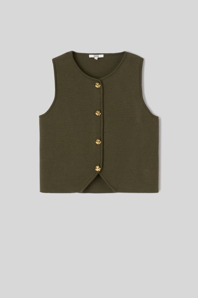 Top sans manches boutonn&eacute;