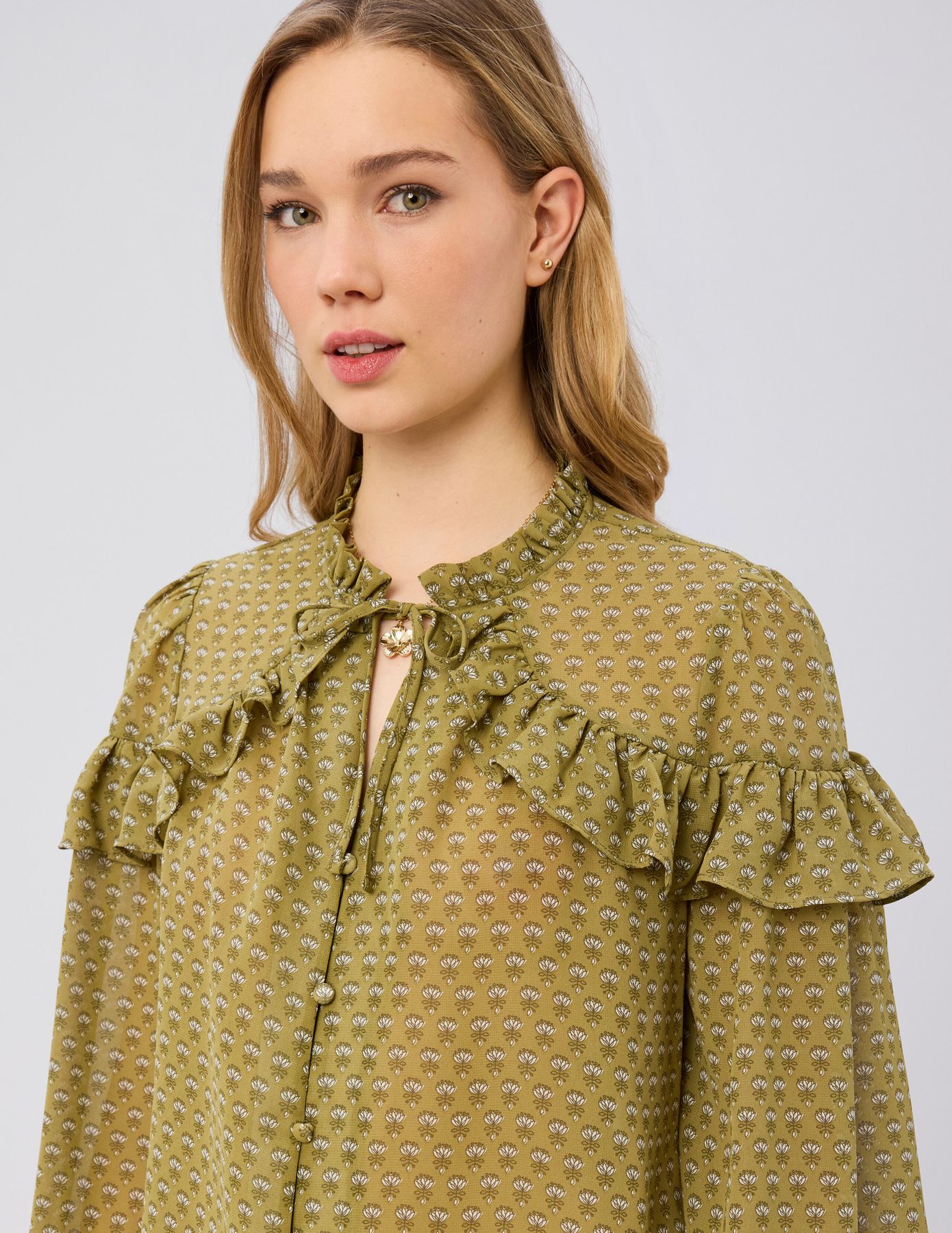 Blouse en voile imprim&eacute;e