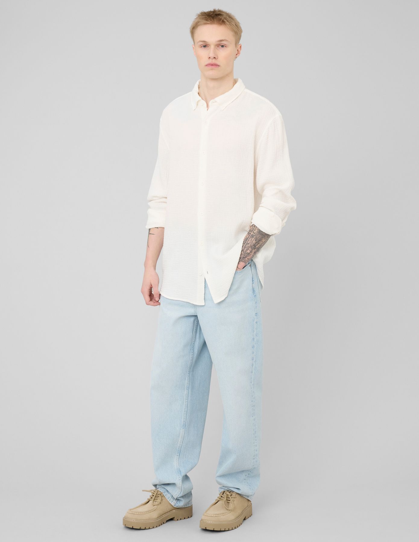 Chemise manches longues gaze de coton