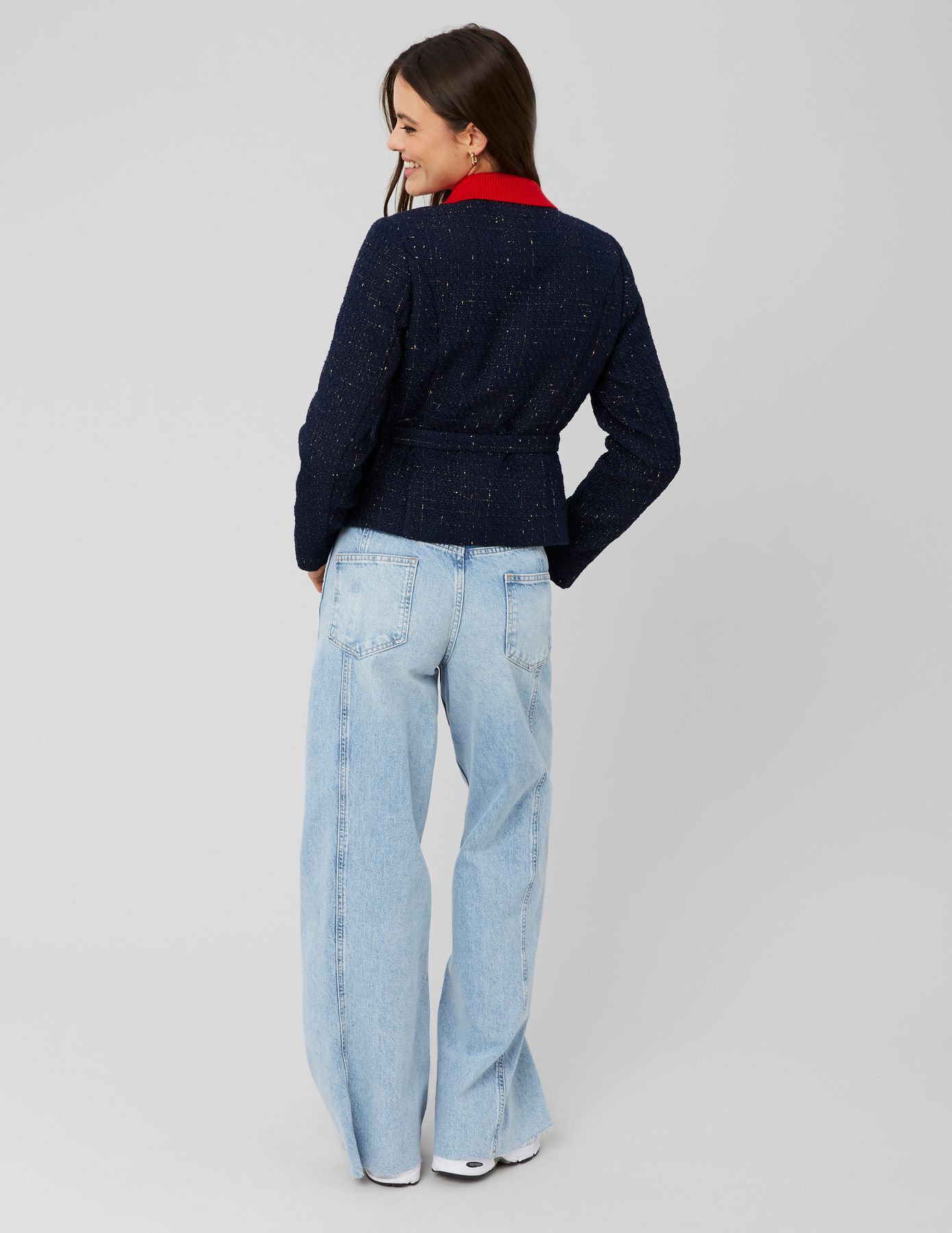 Veste en tweed à ceinture