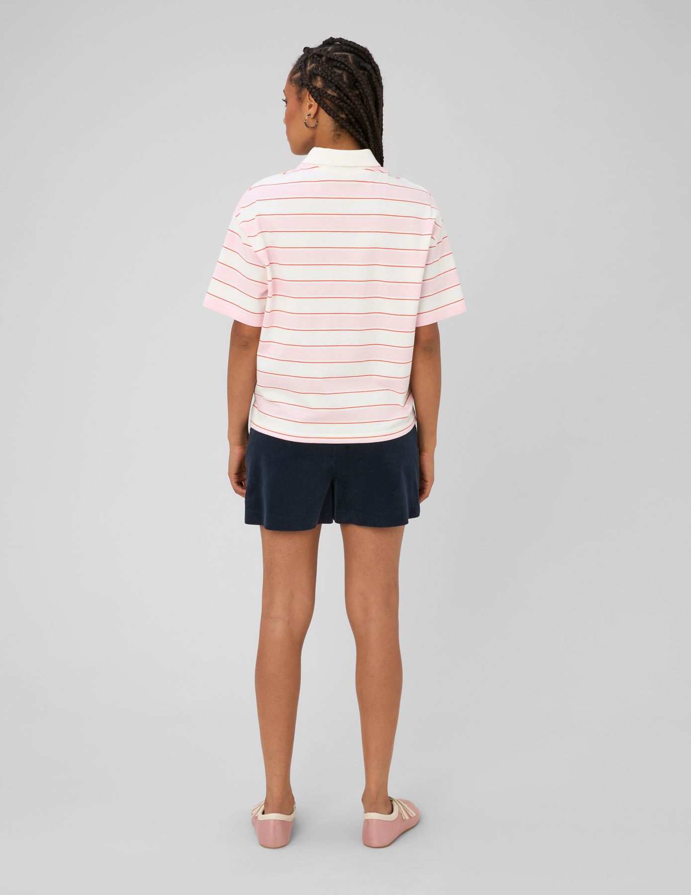 Polo ray&eacute; manches courtes