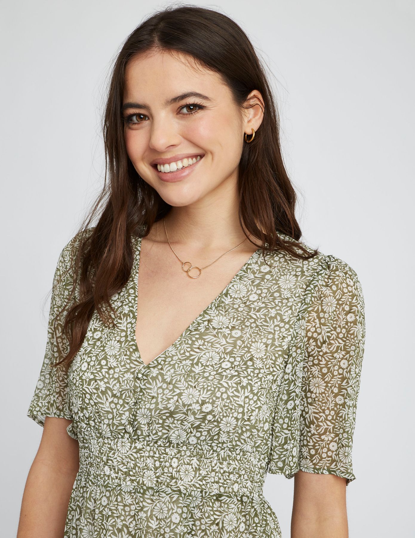 Robe longue imprimée en polyester recyclé