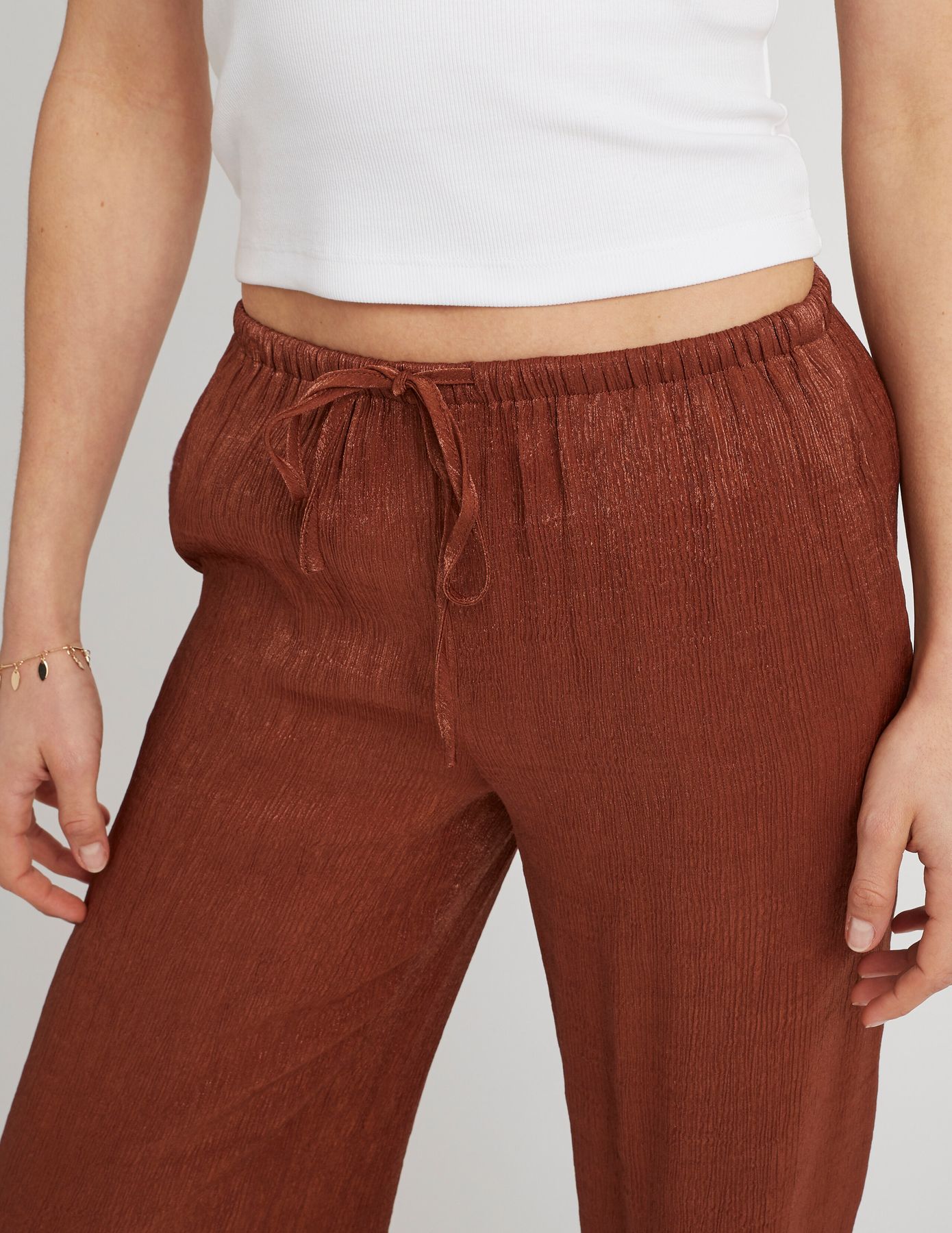Pantalon satin plissé