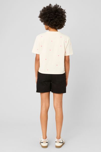 T-shirt avec broderies fleurs